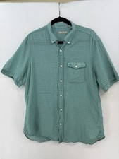 Burberry Brit Gingham Short Sleeve Button Down Shirt Men s Size L Green White