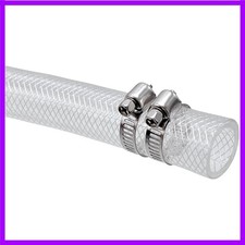 1/2" ID x 3/4" OD - 10 Ft High Pressure Braided Clear PVC Vinyl Tubing Flexib...