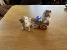 Vintage Wade Whimsie Bernie and Poo - St Bernard dog and Poodle in cart