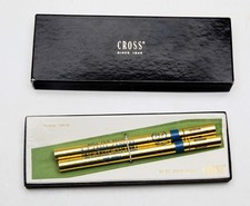 2 A.T. Cross Co. Medium Blue Ink Ball Pen 12K Gold Refills W/Original Box