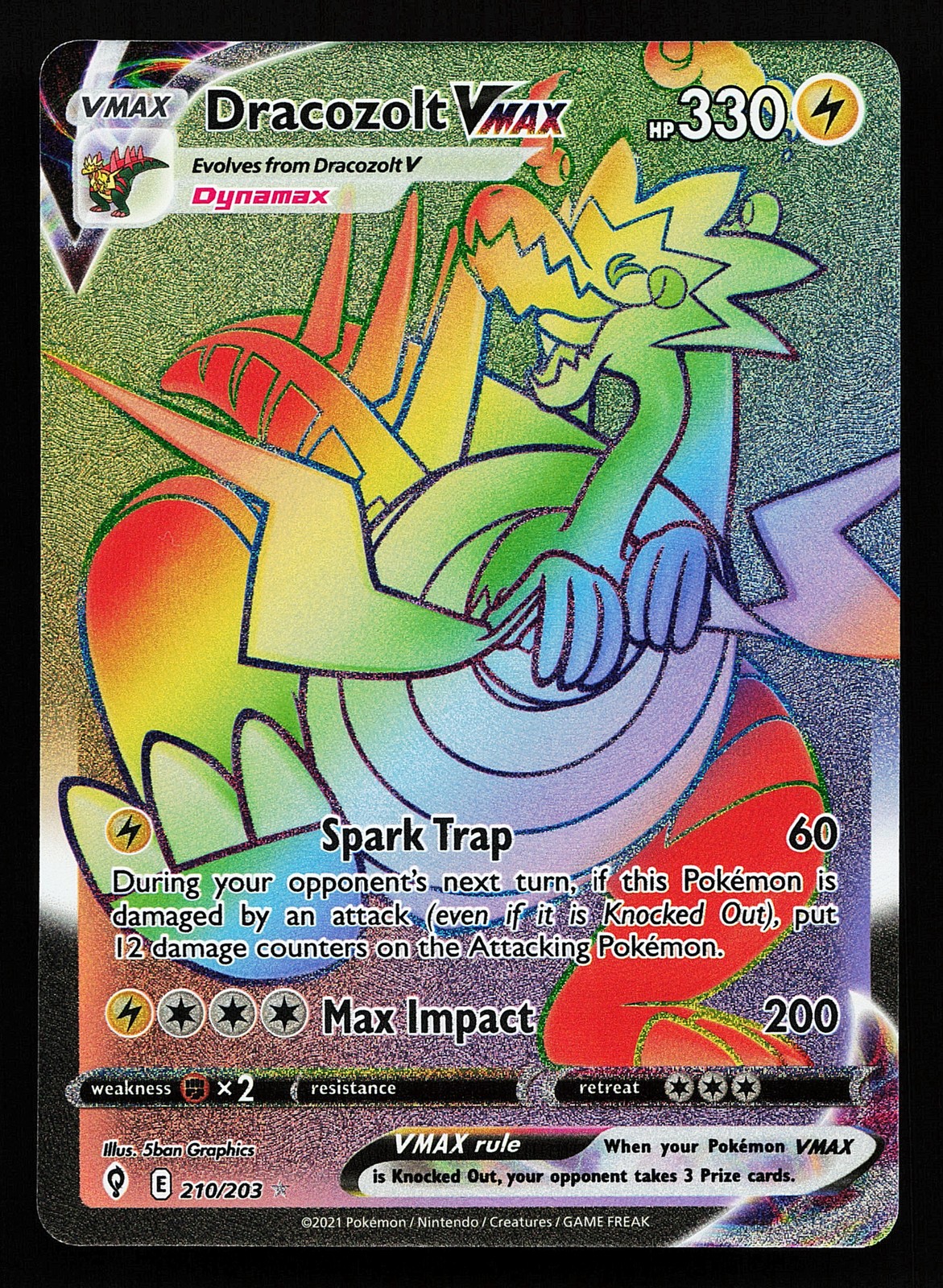 Dracozolt VMAX 210/203 Secret Rare Evolving Skies Pokémon Card