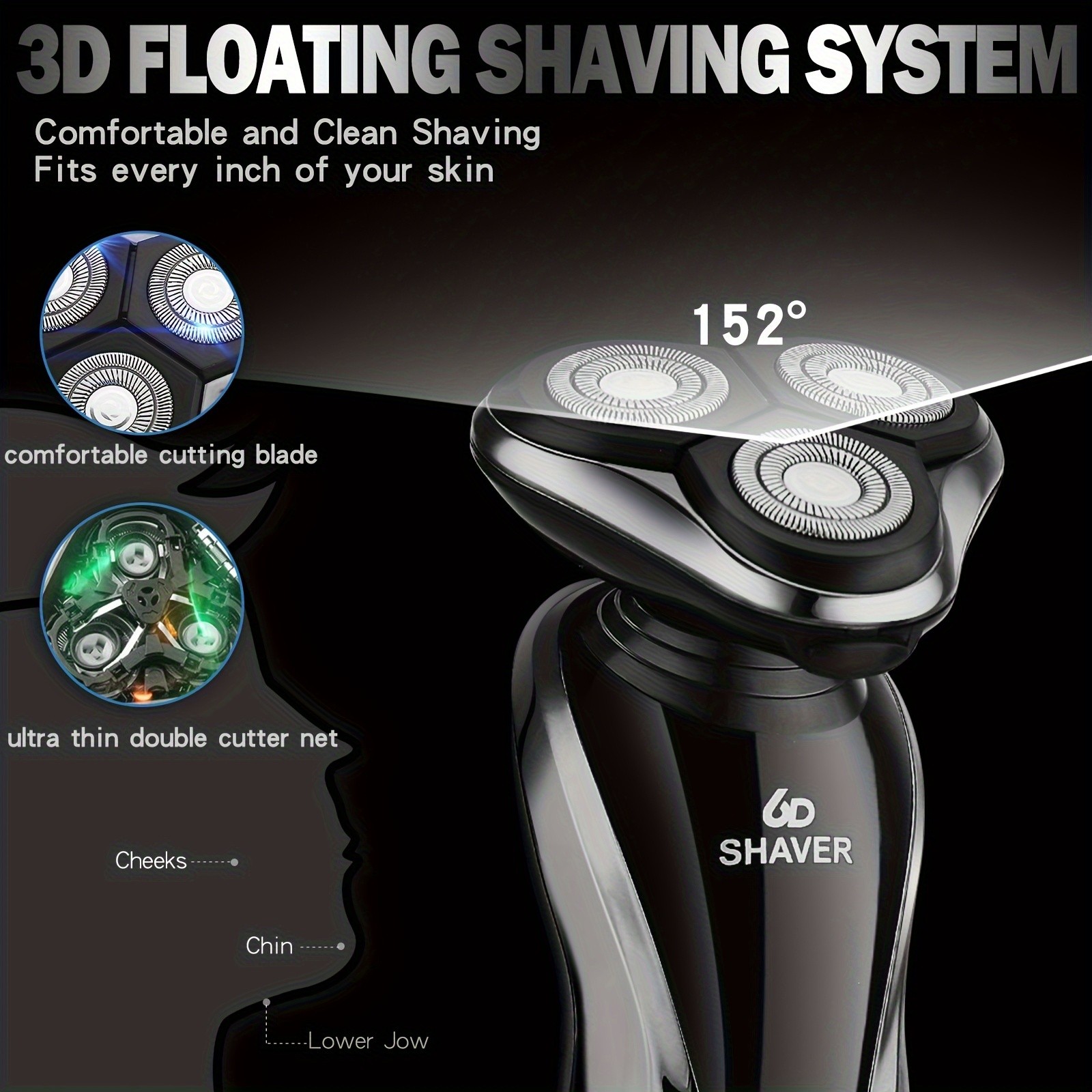 Electric Razor Men's USB Rechargeable Shaver Blades for Smooth Shaving Washable