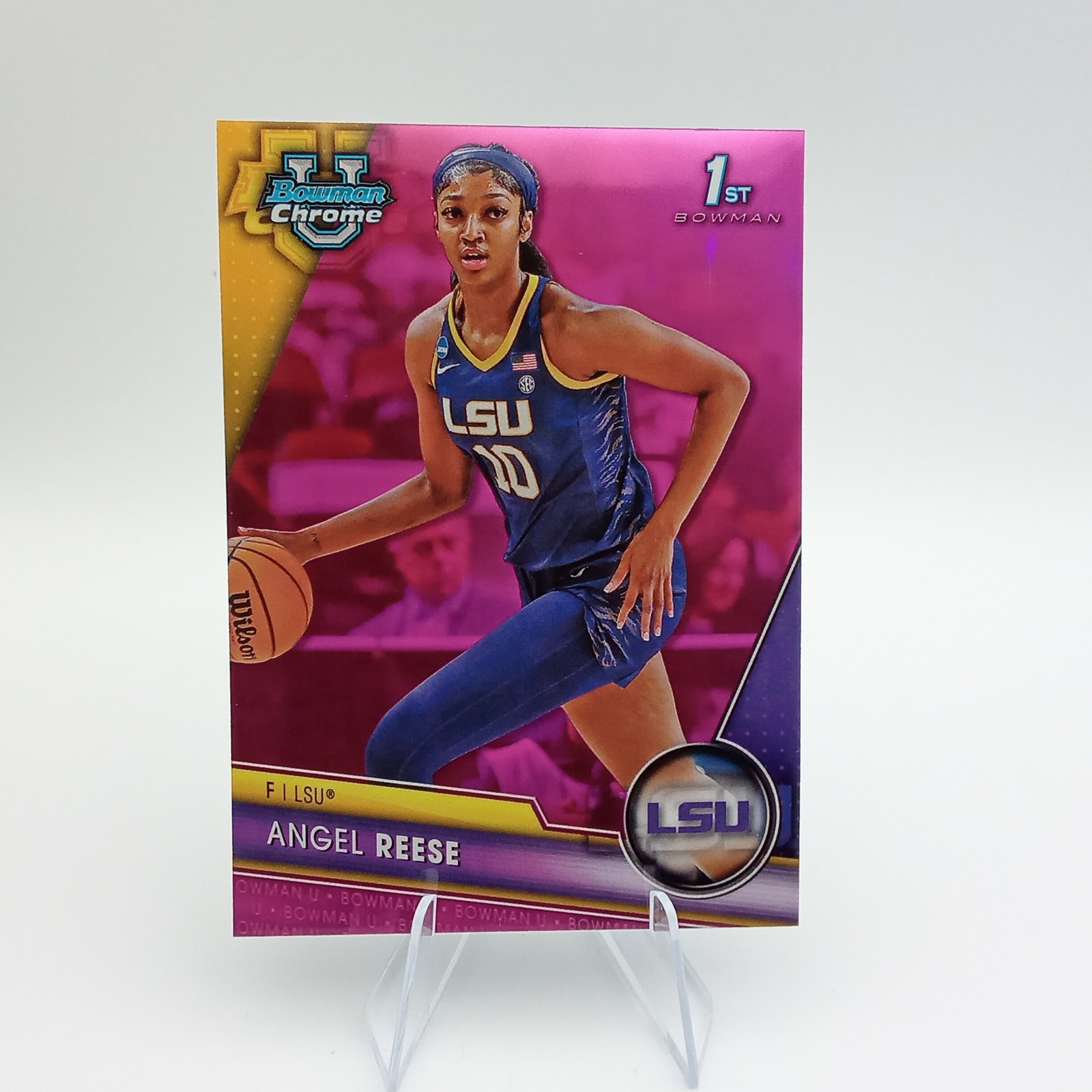 2023-24 Bowman University Chrome #49 Angel Reese Pink Refractor