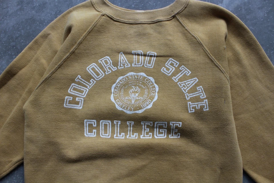 VTG 1950s Yellow CSU Colorado state university sweatshirt Spring foot size small - Image 2 of 4