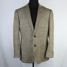 J. CREW LUDLOW BLACK AND TAN HERRINGBONE WEAVE LINEN TWEED SPORT COAT 44R A1763