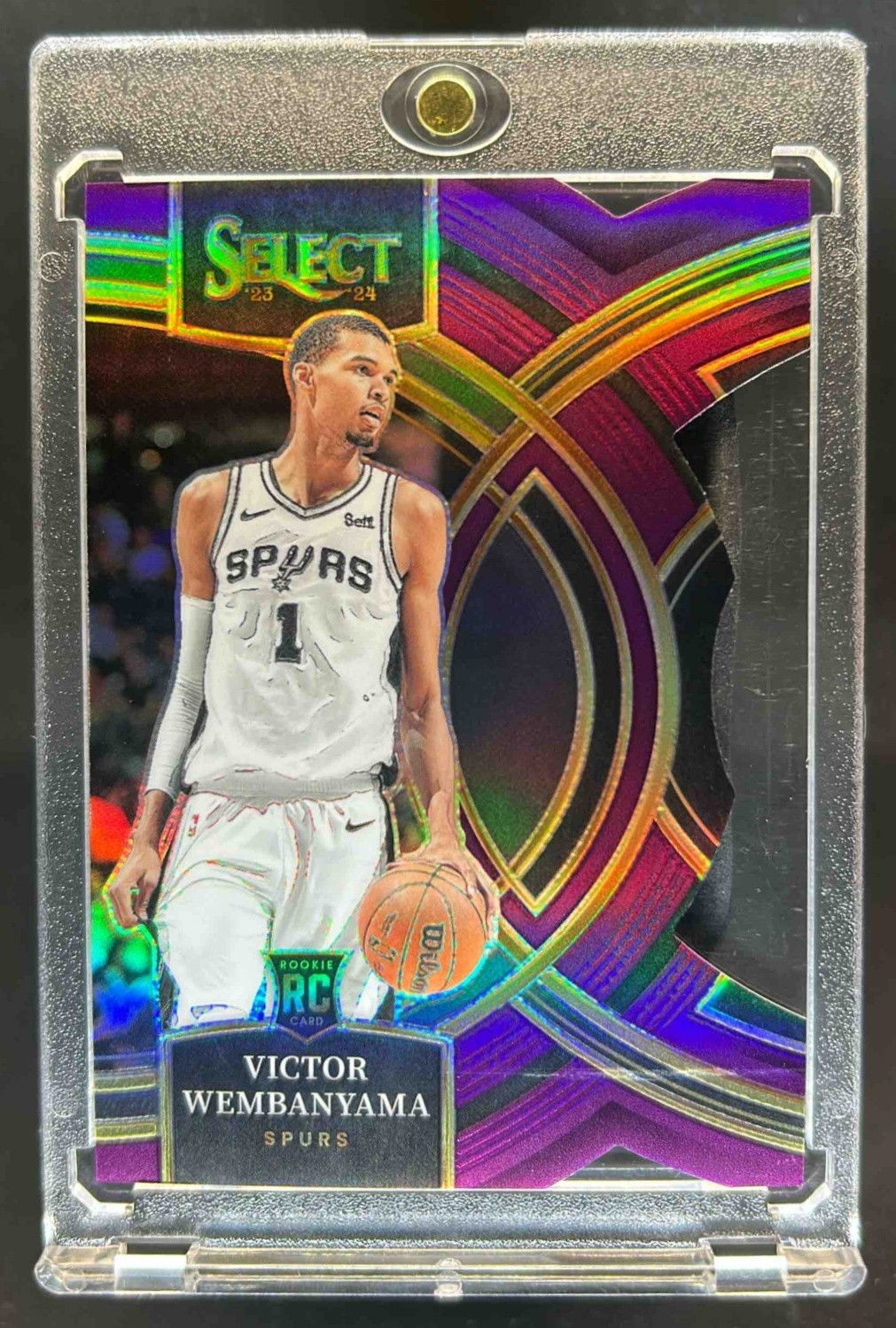 2023-24 Select Victor Wembanyama RC Purple Prizms Die Cut Premier #10/99 Spurs