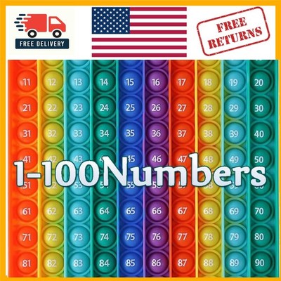 7.8in Rainbow Square Math Fidget Toy with 1-100 Number Table for All Ages