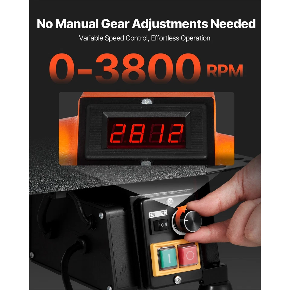 Woodworking Lathe 1 HP 12 x 18 in Benchtop Wood Lathe Variable Speed 0-3800 RPM - Image 4 of 4