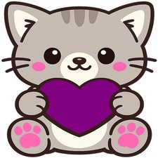 30 Custom Purple Heart Cute Kitten Personalized Address Labels