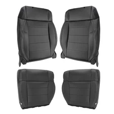 Replace Driver+Passenger Bottom Top Seat Cover Leather For Jeep Wrangler 2007-12