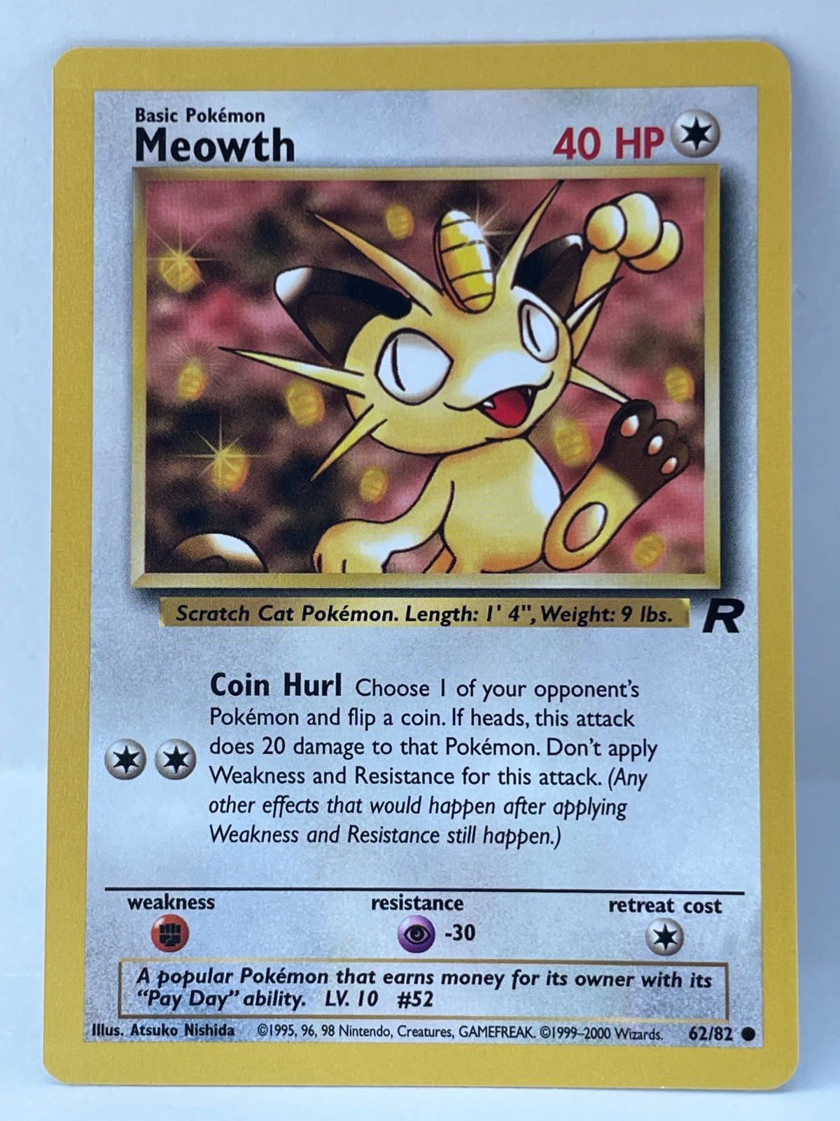 Pokemon Meowth Team Rocket 62/82 - NM
