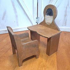 Dollhouse VTG 2pc Wood Vanity Table w/Mirror ...