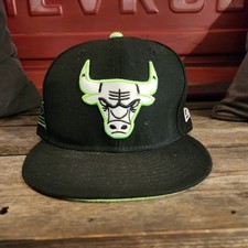 New Era 9FIFTY Chicago Bulls Black NBA Black Lime Green Snapback Hat Cap
