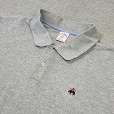 Brooks Brothers Polo Shirt Mens 2XL Gray Short Sleeve Collared 100 Cotton