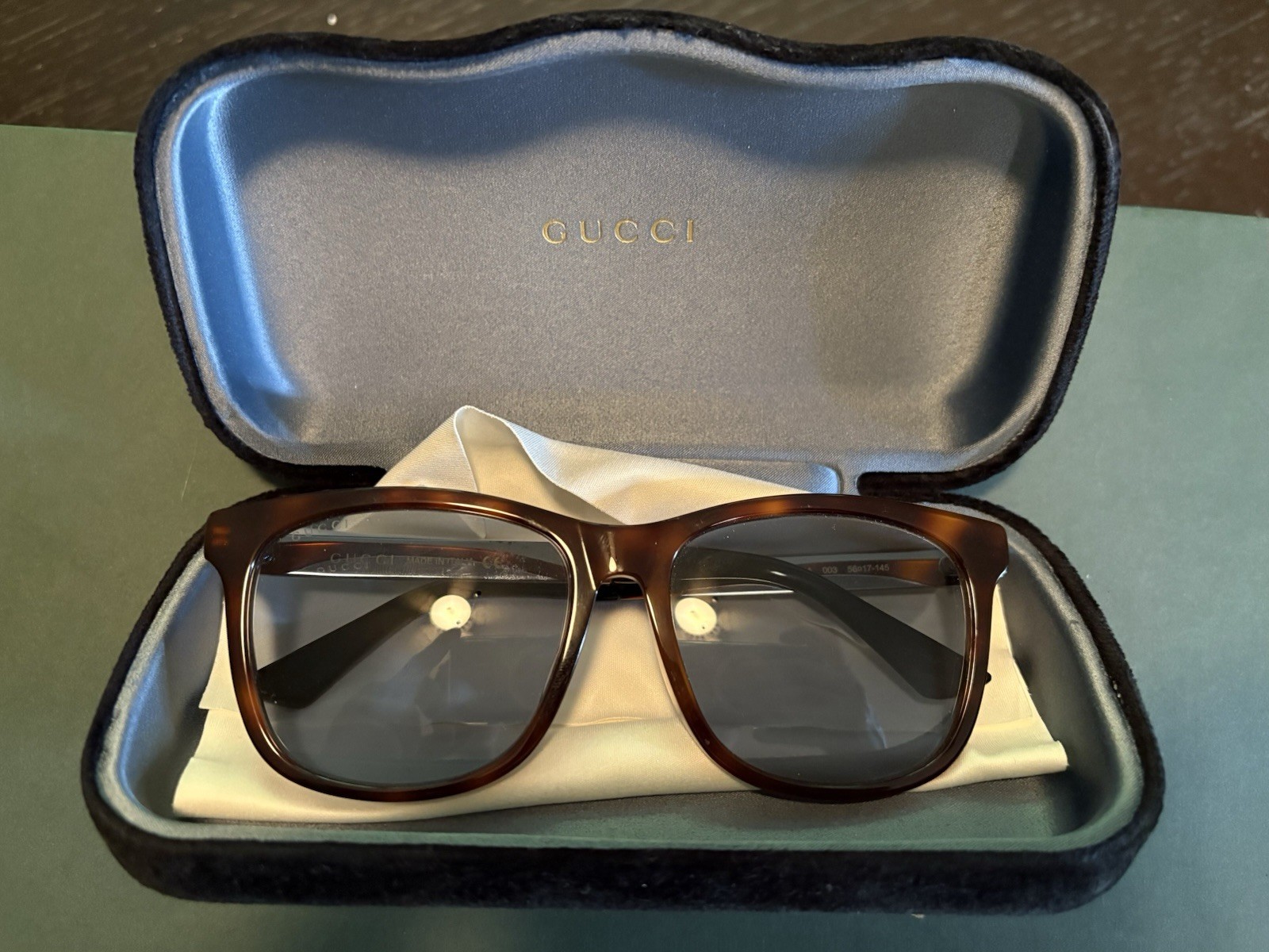 Gucci GG0695SA 003 Square Tortoise Brown Frame Gray Gradient UV400