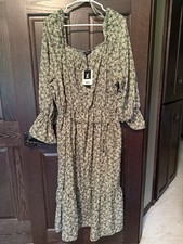 Very J Women’s Floral Mixed Pattern Midi Dress Size 1XL