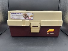 Vintage PLANO 3300 Tackle Box Cream / Maroon 3 Trays NICE