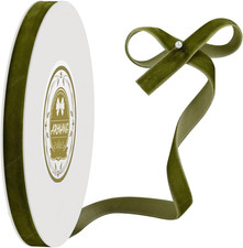 Olive Green Velvet Ribbon - 3/8 Inch X 10 Yards for Gift Wrapping, Crafts, Chris