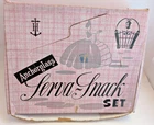 Vintage Anchorglass Serva Snack Set 4 Serving Trays 4 Cups  Complete Set in Box