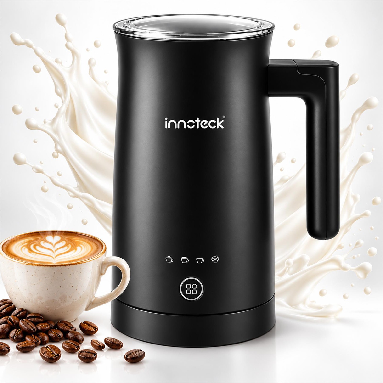 Electric Milk Frother 4 in 1 350ml Hot & Cold Foam Milk Steamer - Image 3