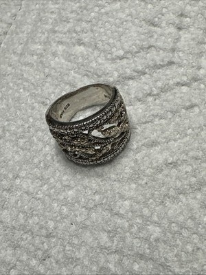 Sterling Silber Damenring Größe 5 mit kleinem blauem Stein