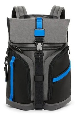   NEW TUMI Alpha Bravo Logistics Flap Backpack Gray Blue Ballistic Nylon Travel