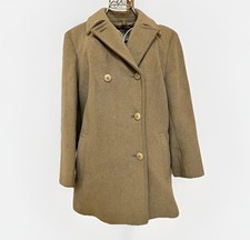 VTG Pendleton 100 Virgin Wool Pea coat Trench in Tan Beige Color Womens Sz Med