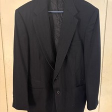 Men's Black Pinstripe Two-Button Blazer Suit Jacket