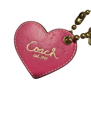 Coach vintage pink/red leather heart bag charm And Gold Hangtag | eBay