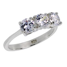 Sterling Silver 3-Stone Engagement Ring w/ 5mm 0.50ct Brilliant Cut CZ Stones