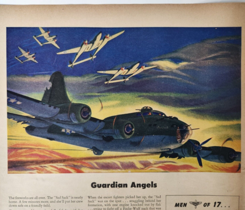AAF Army Air Force Seconde Guerre mondiale P38 Guardian Angels vintage 1944 magazine annonce imprimée - Photo 1 sur 7