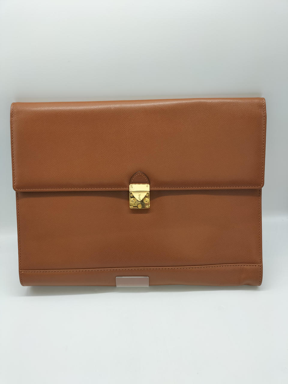 Autentica pochette pochette Yves Saint Laurent YSL in pelle marrone