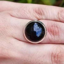 Natural Black Onyx Gemstone Ring-925 Sterling Silver-Handmade Ring-Gift for her