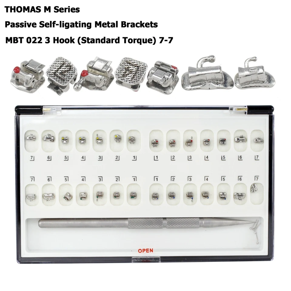 Dental Orthodontic Brackets Self Ligating Braces Metal Ceramic Roth MBT 022 345 - Image 2 of 4