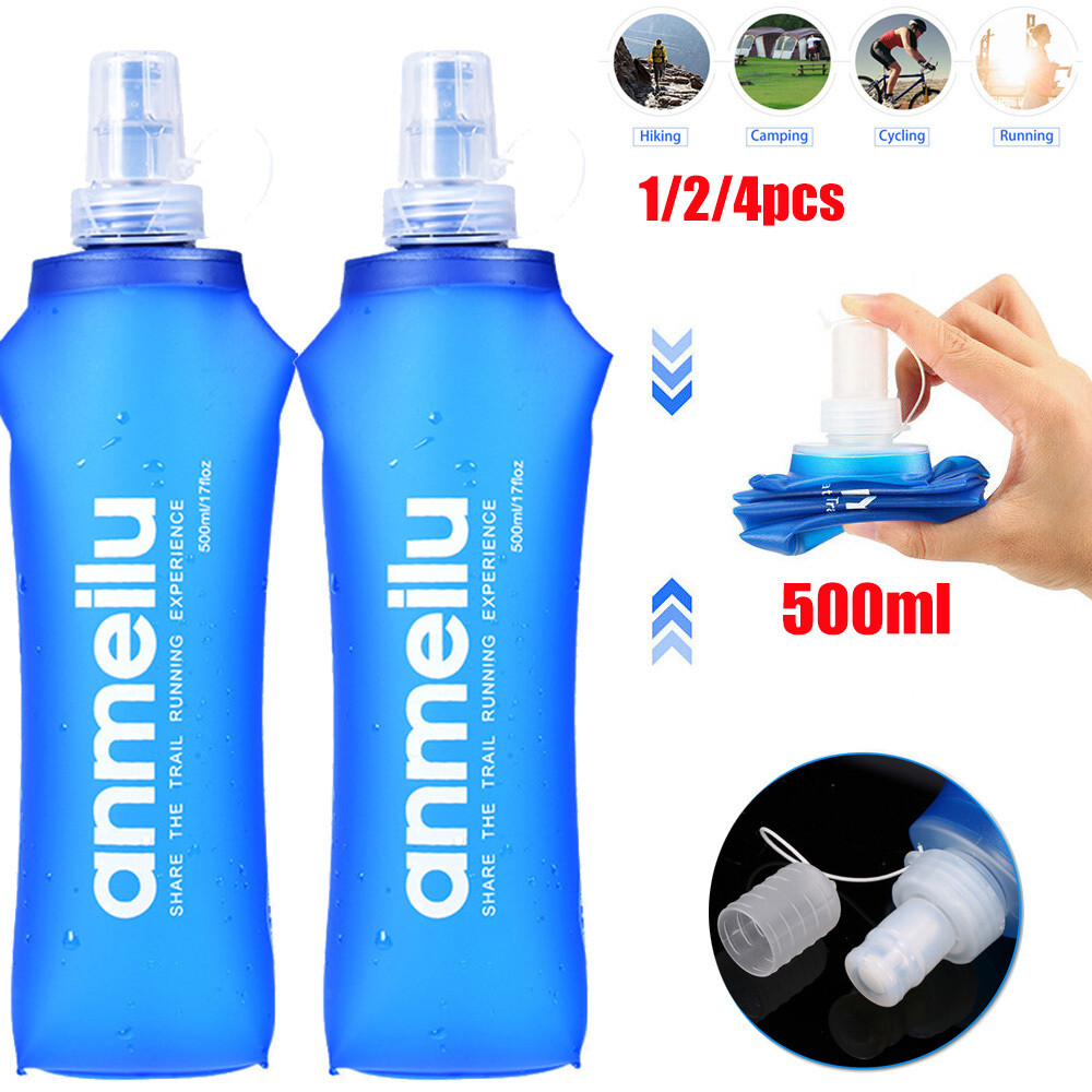 500ml Soft Foldable Hydration Water Bottle Sport Running Flask Outdoor  Camping