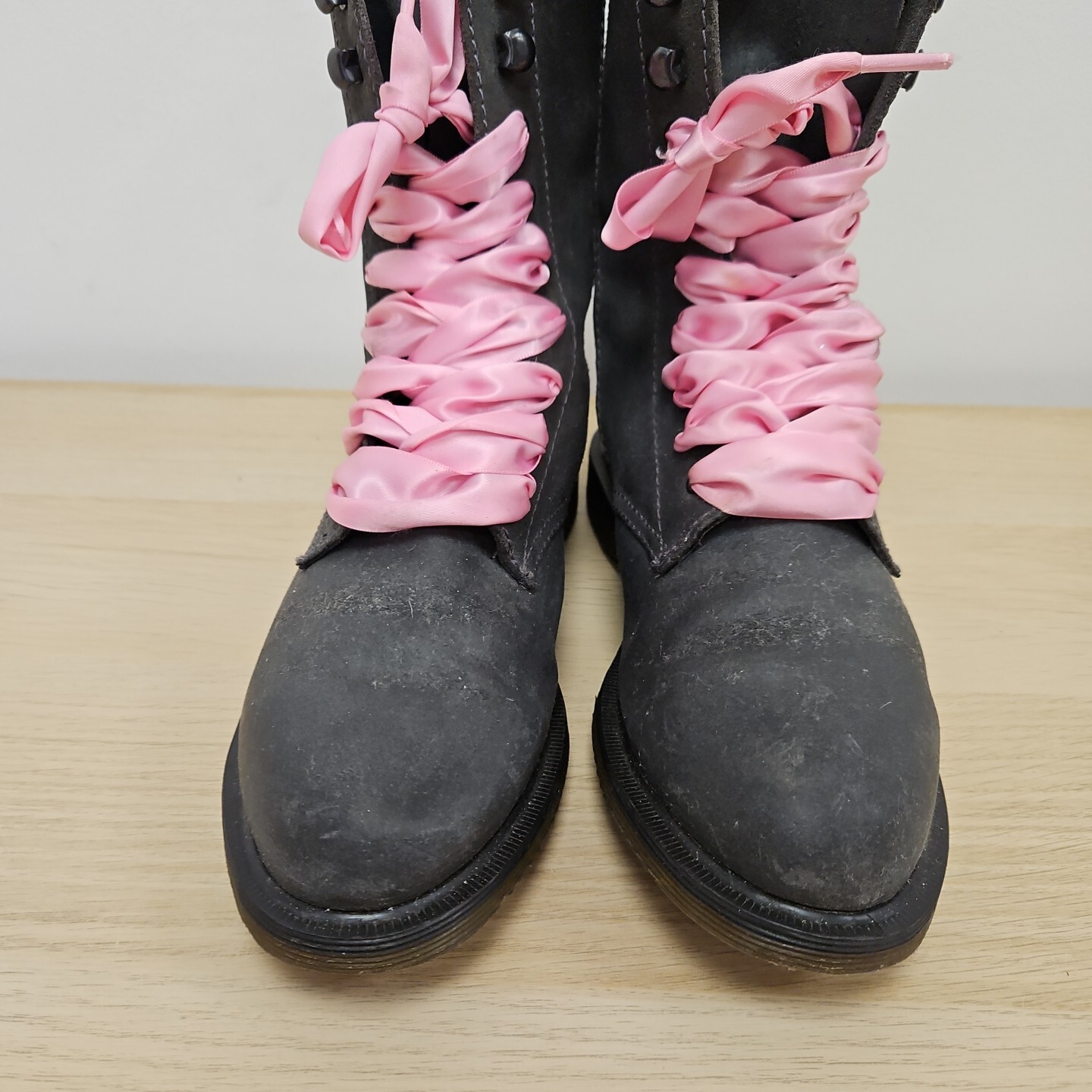 Dr Martens 1490 Carli High Ankle Grey Nubuck Leather Grunge Punk Boots Uk 5 Rare image 4