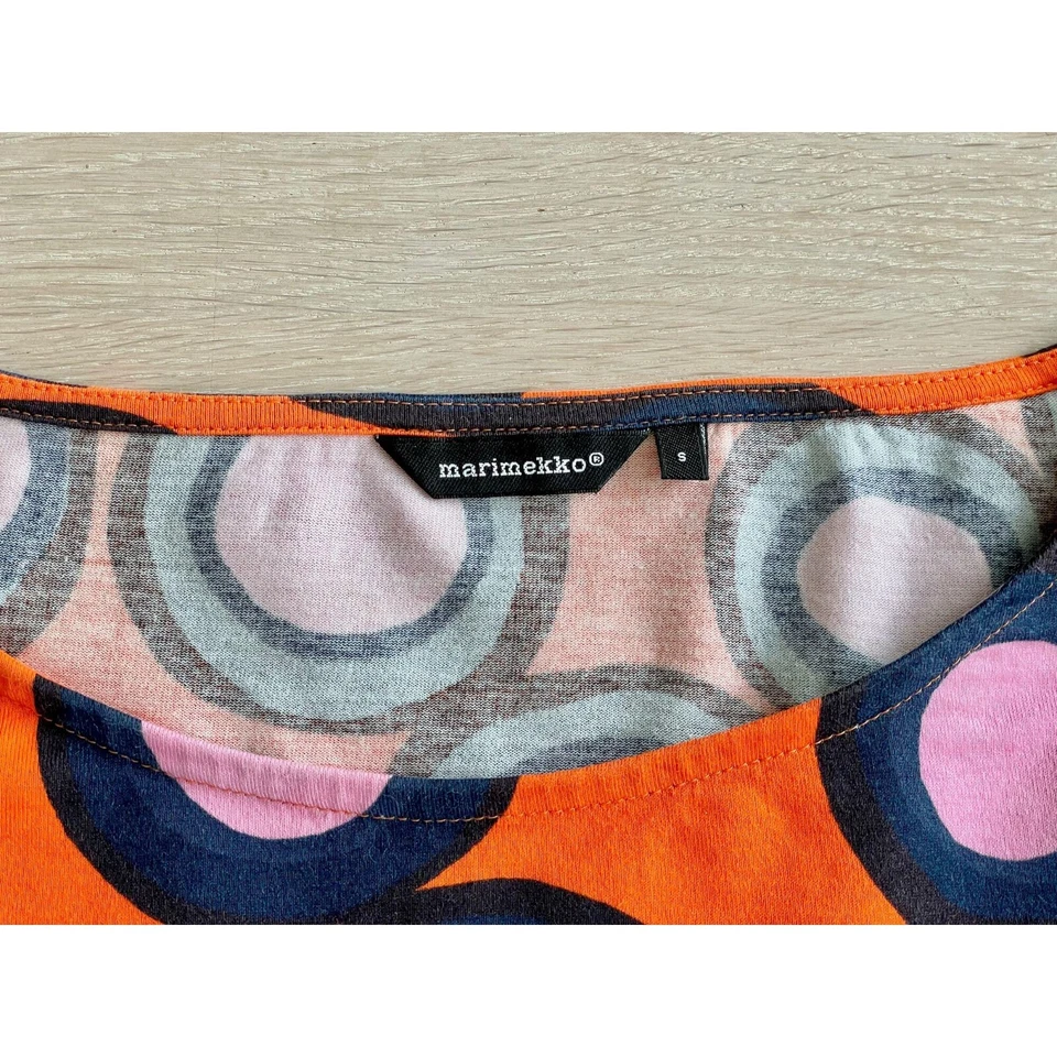 Camisa vintage MARIMEKKO, top naranja a lunares, talla S - Imagen 3 de 4