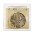 1 Dollar 1958 ICCS MS-64
