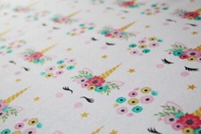 PINK Unicorn Unicorns Fabric HALF YARD 100 COTTON CUTE Print Kids Girls Nursery