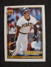 1991 Topps Traded #81T Orlando Merced Rookie Pittsburgh Pirates Baseball Card. rookie card picture