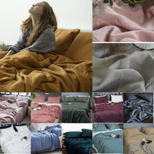 Natural 100% Linen Flat Sheets Stone Washed Soft Flax Bed Cover Bedroom Decor