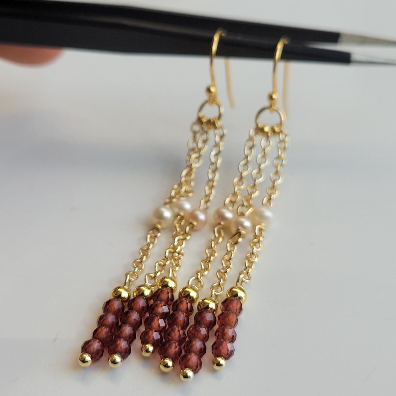Boucles D'oreilles En Argent 925 Avec Pierre De Lune Et Perles - Dormeuses - Neuf étiqueté