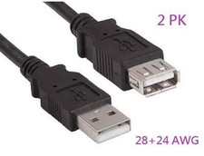 2 Pk USB 2.0 6 FT Extension Cable A Male/Female Black