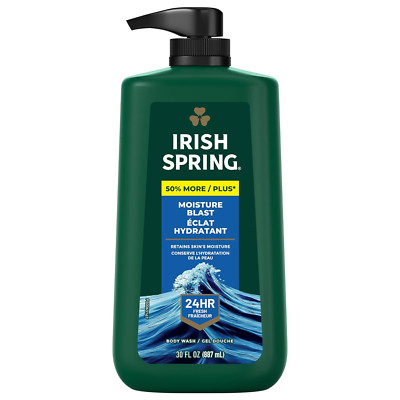 Irish Spring Mens Body Wash, Moisture Blast Body Wash for Men, Feel Fresh 30 oz