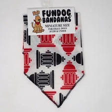 Fun Dog Bandana FIRE HYDRANTS Black and Red XS