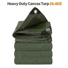 Canvas Tarps 19.4oz Water UV Resistant Heavy Duty Industrial Commercial Tarps
