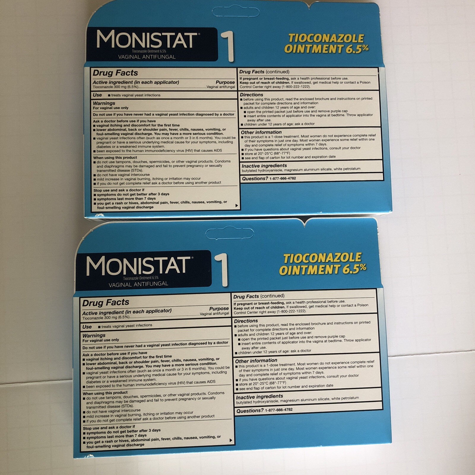 2 Pack Monistat 1 Day Yeast Infection Treatment Tioconazole Ointment Applicator