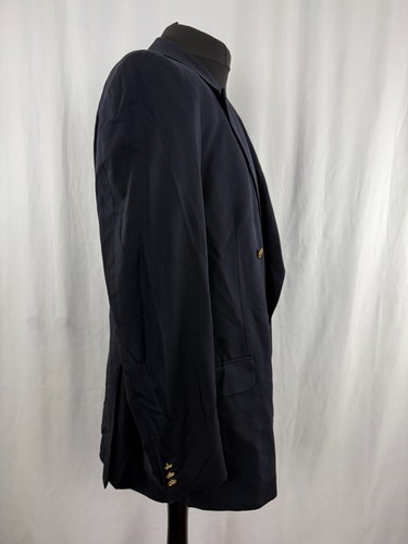 Mens Vintage Jaeger Navy Wool Blazer 42L UK Made Double Breasted Gold Buttons - Picture 10 of 22