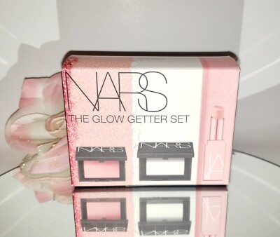 NARS The Glow Getter Set Orgasm Blush Lip Balm Setting Powder 3pc Travel Kit