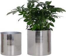 Silver Metal Plant Pot Flower Vase, Decorative Table Planter Container,